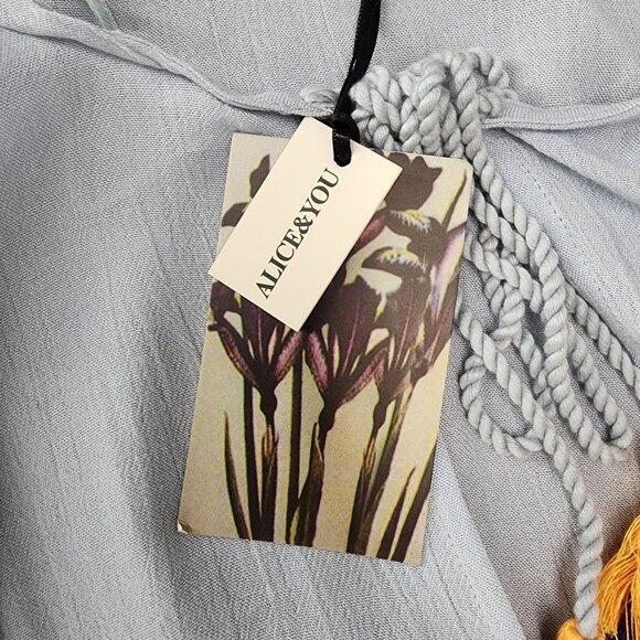 Alice & You Women's Size 22 Blue Embroidered Bell Sleeve Boho Knee Length Dress - Picture 5 of 10